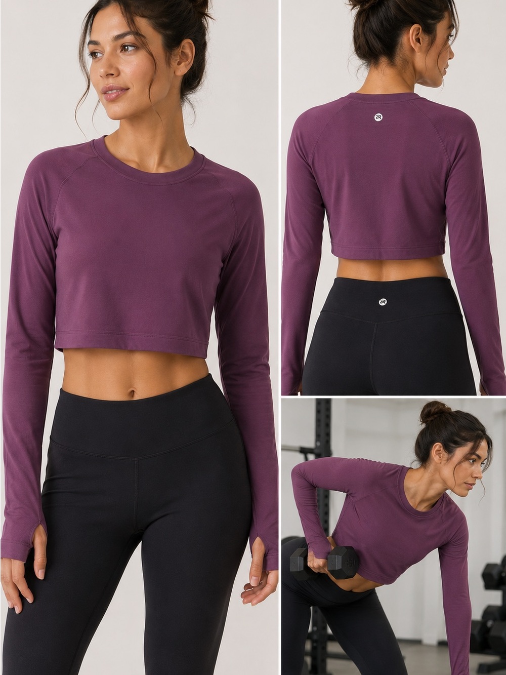 AYBL Cropped Long Sleeve Training Top – Women’s Large – Plum